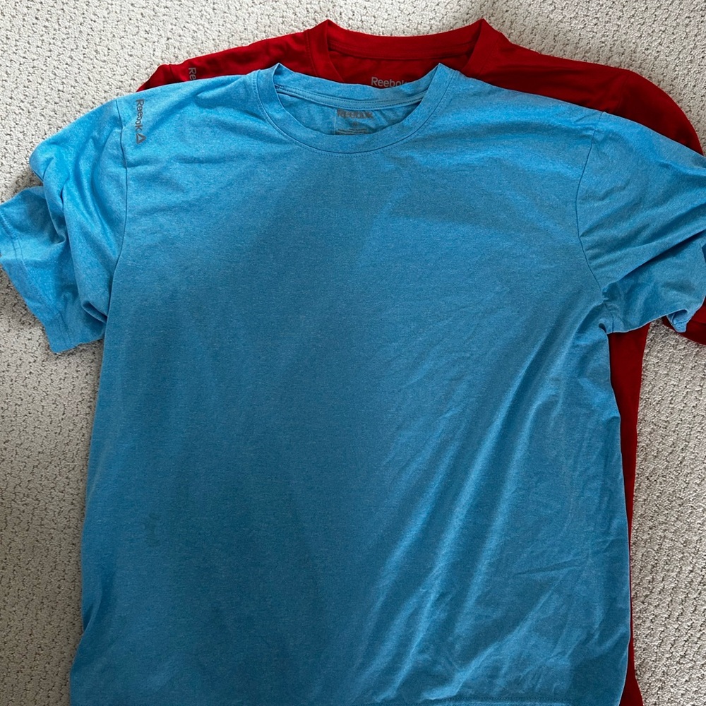 Reebok Men's Vibrant Blue and Bold Red Tees